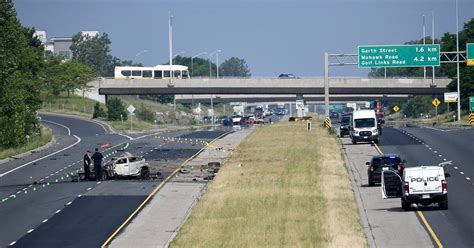 in the eastbound lanes of Highway 403 near the exit for the Lincoln Alexander Parkway. . What happened on the lincoln alexander parkway today